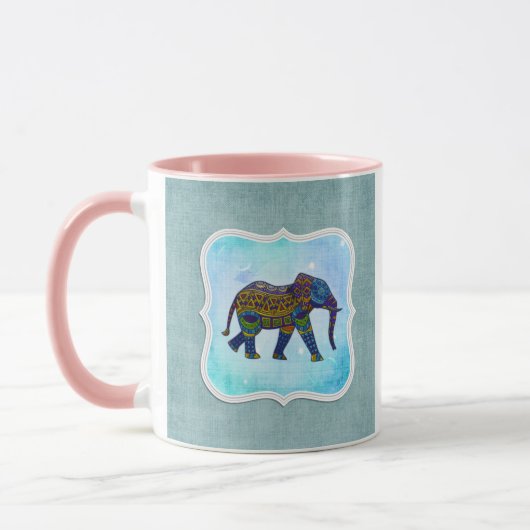 Boho Blue Elephant Mok (Links)