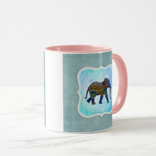 Boho Blue Elephant Mok (Voorkant rechts)