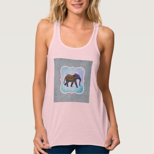 Boho Blue Elephant Tanktop (Voorkant)