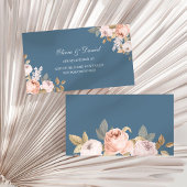 Boho Blue en Blush Peonies Bruiloft Registry Kaart