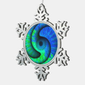 Boho Blue en Green Swirl Snowflake Ornament (Rechts)