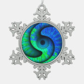 Boho Blue en Green Swirl Snowflake Ornament (Voorkant)