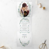 Boho Blue en Green Wreath Wedding Drieluik Uitnodiging (Binnen)