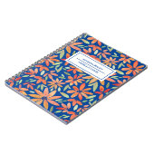 Boho Blue en Oranje Floral Pattern Notitieboek (Linkerzijde)
