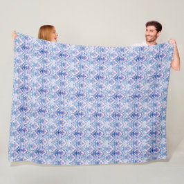 Boho Blue en Paarse Patroon Gezellige Fleece Deken