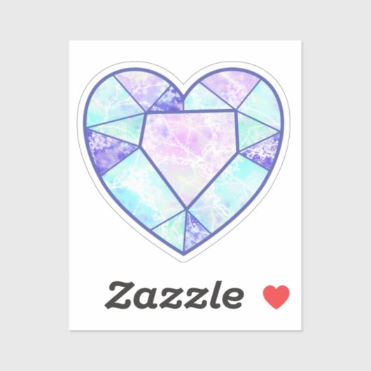 Boho Blue en Pink Heart Diamond Sticker (Vel)