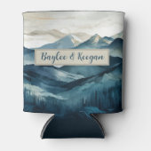 Boho Blue en Tan Mountain Koelbox Blikjeskoeler (Voorkant)