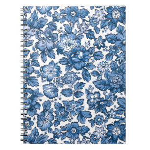  Boho Blue en White Floral Notitieboek