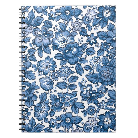  Boho Blue en White Floral Notitieboek (Voorkant)