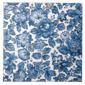 Boho Blue en White Floral Tegeltje (Voorkant)