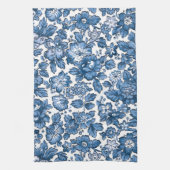  Boho Blue en White Floral Theedoek (Verticaal)