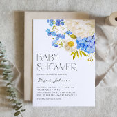 Boho Blue en White Hydrangeas Baby shower Kaart