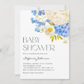 Boho Blue en White Hydrangeas Baby shower Kaart (Voorkant)