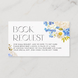 Boho Blue en White Hydrangeas Book Request Kaart Visitekaartje