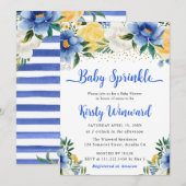 Boho Blue en Yellow Summer Flowers Baby Sprinkle Kaart (Voorkant / Achterkant)