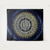 Boho Blue en Yellow Yoga Mandala Wall Hanging Wandkleed (Voorkant (horizontaal))
