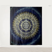 Boho Blue en Yellow Yoga Mandala Wall Hanging Wandkleed (Voorkant)