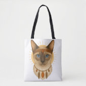 Boho Blue-Eyed Cat Tote Bag (Voorkant)