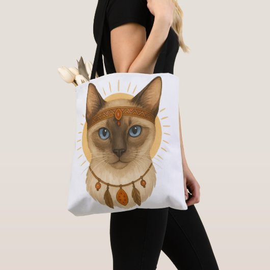 Boho Blue-Eyed Cat Tote Bag (Dichtbij)