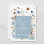 Boho Blue Fairy Wildflower Garden Baby shower Bedankkaart (Voorkant)