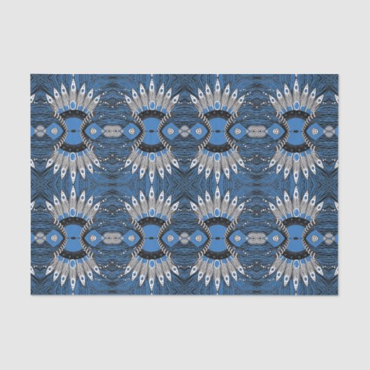 Boho Blue Feather Graphic Pattern Tissuepapier (Voorkant)