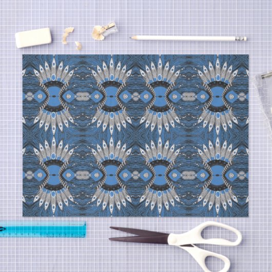 Boho Blue Feather Graphic Pattern Tissuepapier (Craft)
