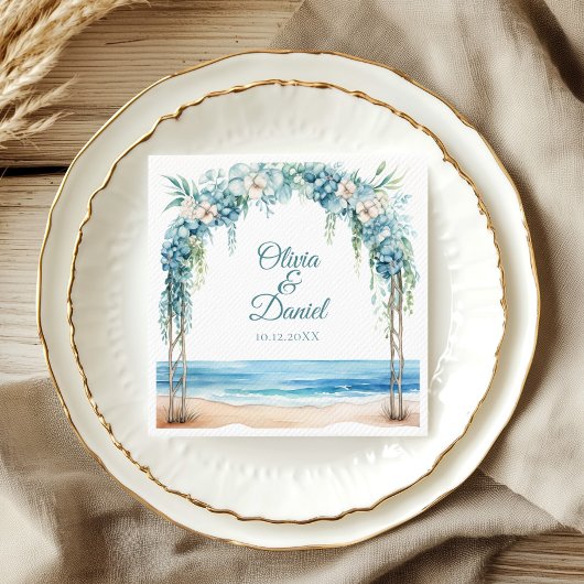Boho Blue Floral Arch Beach bruiloft Servet