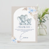 Boho Blue Floral Arch Elephant Kaart (Staand voorkant)