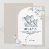Boho Blue Floral Arch Elephant Kaart (Voorkant / Achterkant)