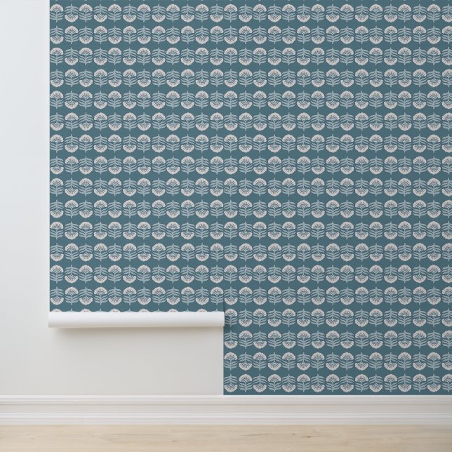 Boho Blue Floral Behang (Applicatie)