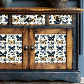 Boho Blue Floral Butterfly Decoupage Tissuepapier