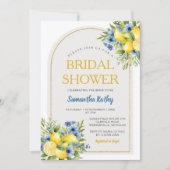 Boho Blue Floral Citrus Lemonade Vrijgezellenfeest Kaart (Voorkant)