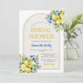 Boho Blue Floral Citrus Lemonade Vrijgezellenfeest Kaart (Staand voorkant)