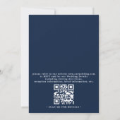 Boho Blue Floral Elegant Modern QR Code Wedding Kaart (Achterkant)