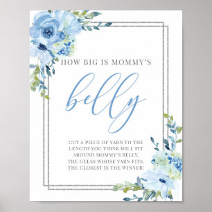 Boho blue floral hoe groot is het buikteken van ma poster