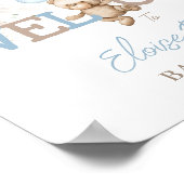 Boho Blue Floral Pampas Beer Baby shower Welkom Poster (Hoek)