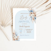 Boho Blue Floral Pampas Grass Baby shower Boy Kaart