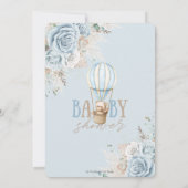 Boho Blue Floral Pampas Teddy Bear Baby shower Kaart (Achterkant)