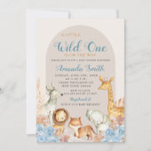 Boho Blue Floral Safari Baby shower Uitnodiging (Voorkant)