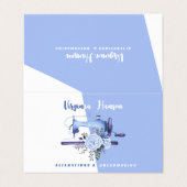 Boho Blue Floral Seamstress naaimachine gevouwen Visitekaartje (Buitenkant ongevouwen)