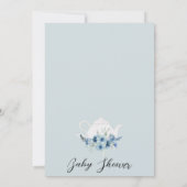Boho Blue Floral Tea Baby brouwt Baby shower Kaart (Achterkant)