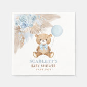 Boho Blue Floral Teddy Bear Baby Boy Servet (Voorkant)