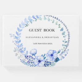 Boho Blue Floral Wedding Guest Book Gastenboek