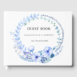 Boho Blue Floral Wedding Guest Book Gastenboek