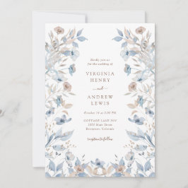Boho Blue Floral Wedding Kaart