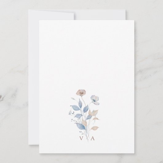 Boho Blue Floral Wedding Kaart (Achterkant)