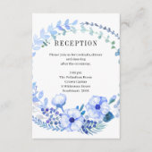Boho Blue Floral Wedding Reception Kaart (Voorkant)