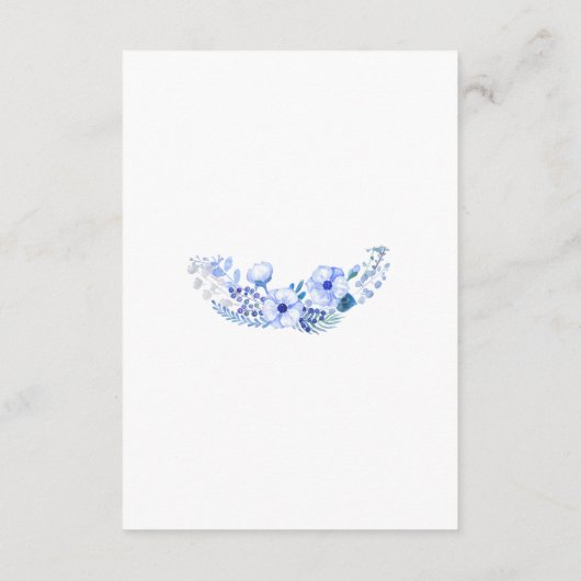 Boho Blue Floral Wedding Reception Kaart (Achterkant)