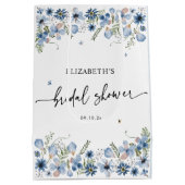 Boho Blue Florals Vrijgezellenfeest Medium Gift Ba Cadeauzakje (Achterkant)