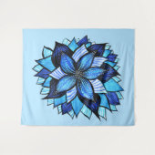 Boho Blue Flower Mandala Artsy Wandkleed (Voorkant (horizontaal))